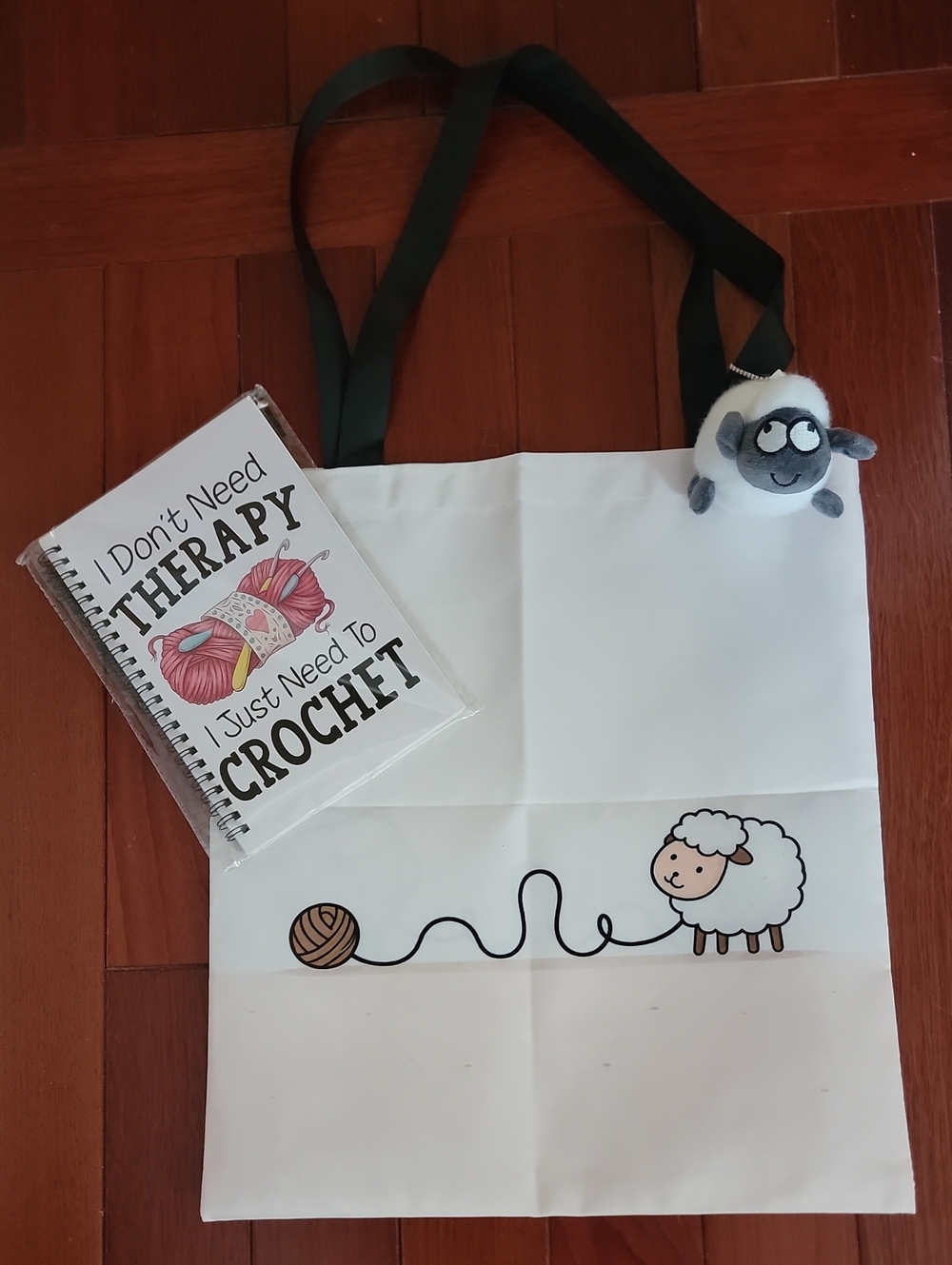Cute Sheep Crochet Tote Bag in White